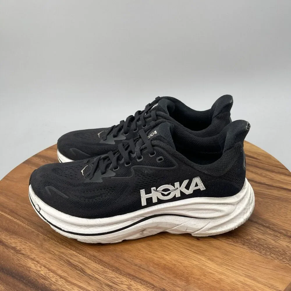 Hoka One One Clifton 10 Shoes Womens Size 8 B Black Running Comfort Walking Gym